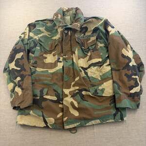 Vtg US Military Sm Short M-65 Field Jacket Woodland Camo M81 80s cold weather